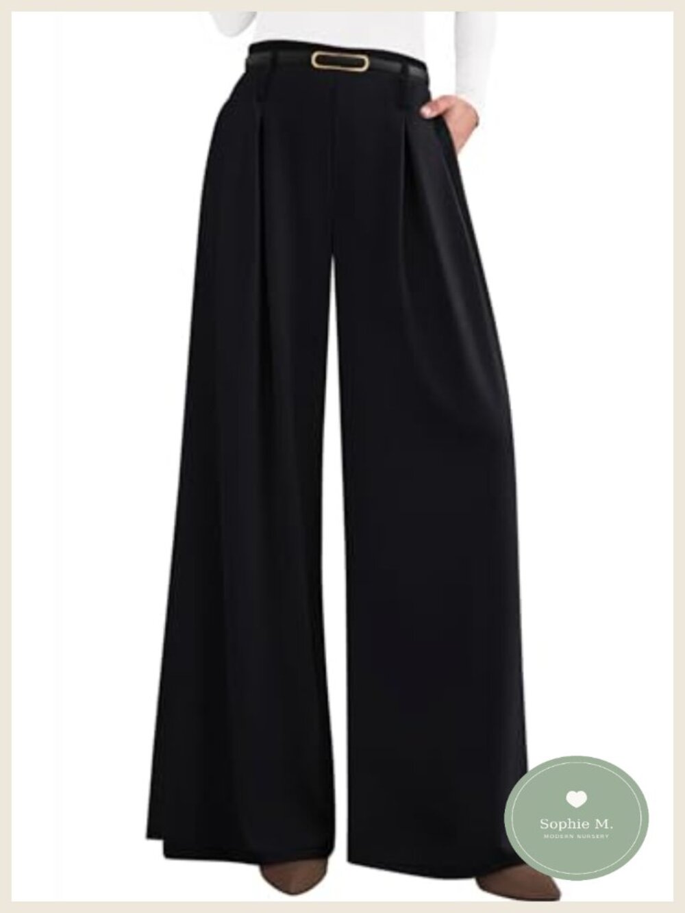 Wide Leg Dress Pants High Waisted Pleated Palazzo Work Trousers Pockets